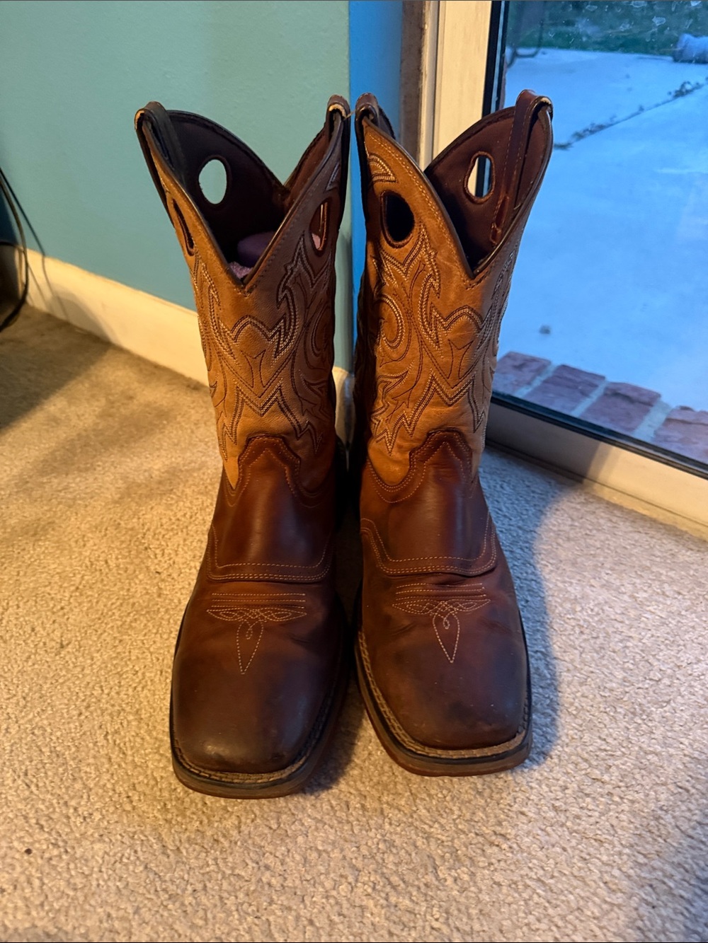 Durango Rebel Western Cowboy Boots Two-Tone Brown Leather Size 10.5